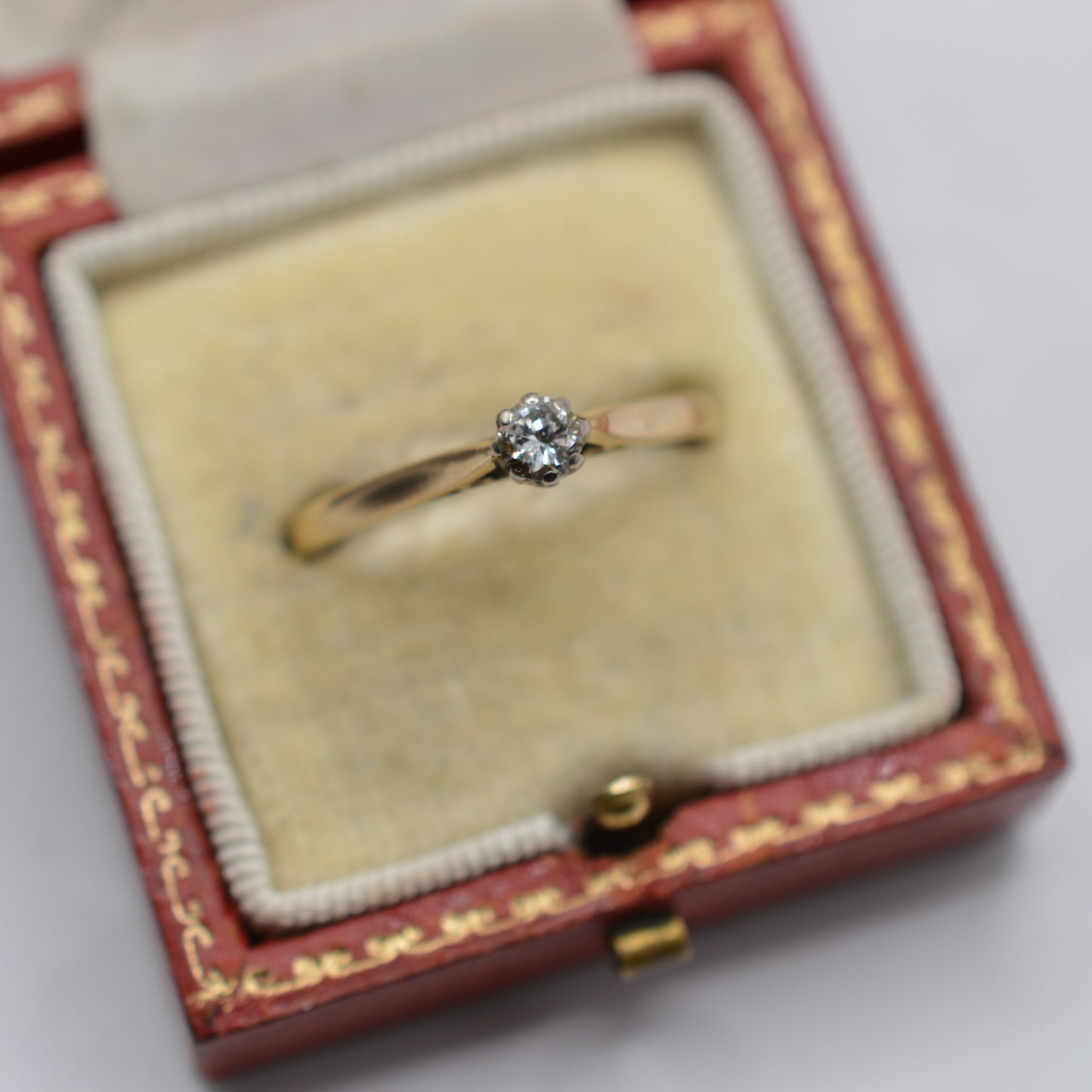 1980s Vintage 9ct Gold Diamond Solitaire Ring