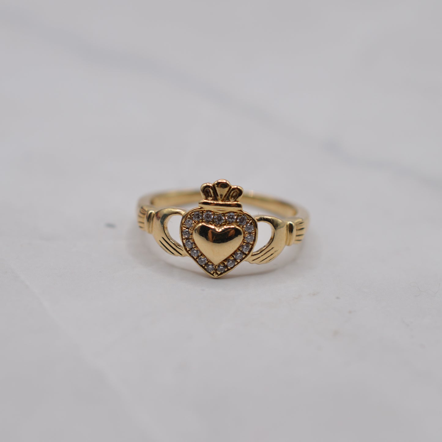 Irish 9ct Gold Claddagh Cubic Zirconia Ring