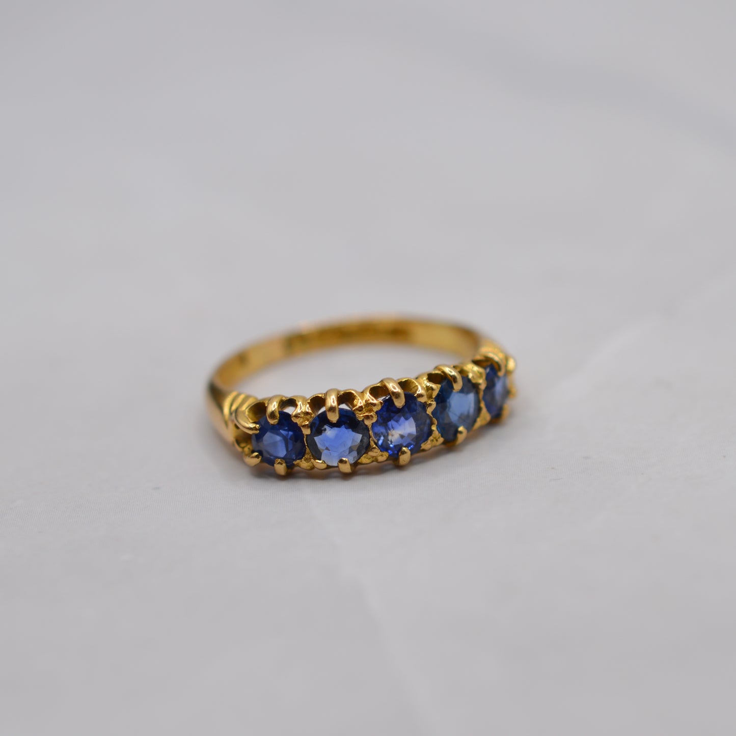Antique 1892 Victorian 18ct Gold Sapphire Five-Stone Ring