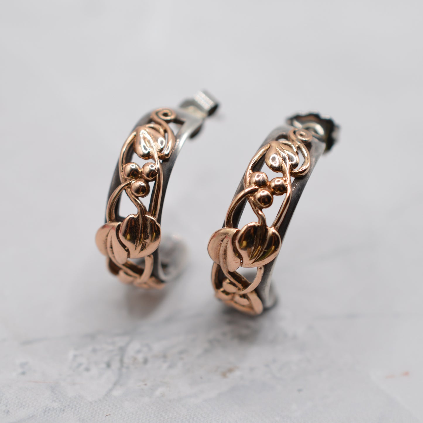 1990s Clogau 9ct Gold & Silver Tree of Life Half-Hoop Earrings