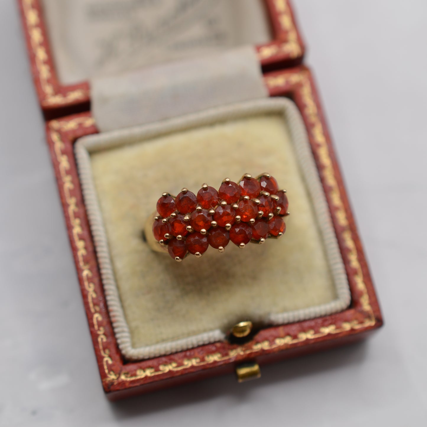 Chunky 9ct Gold Garnet Triple Row Ring