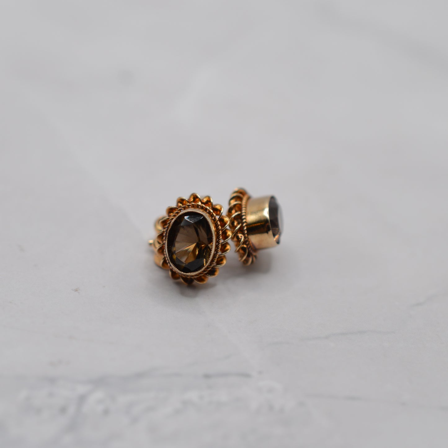 Vintage 9ct Gold Smoky Quartz Stud Earrings