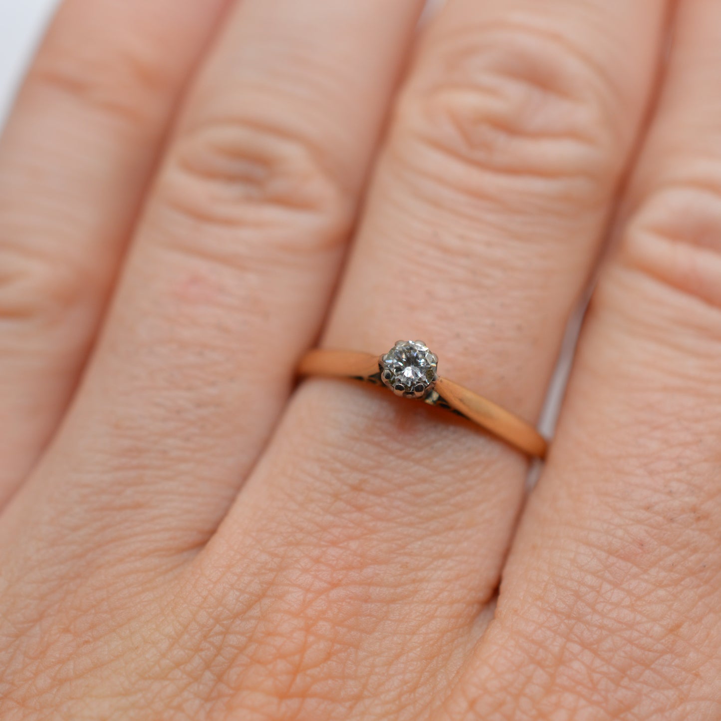1980s Vintage 9ct Gold Diamond Solitaire Ring