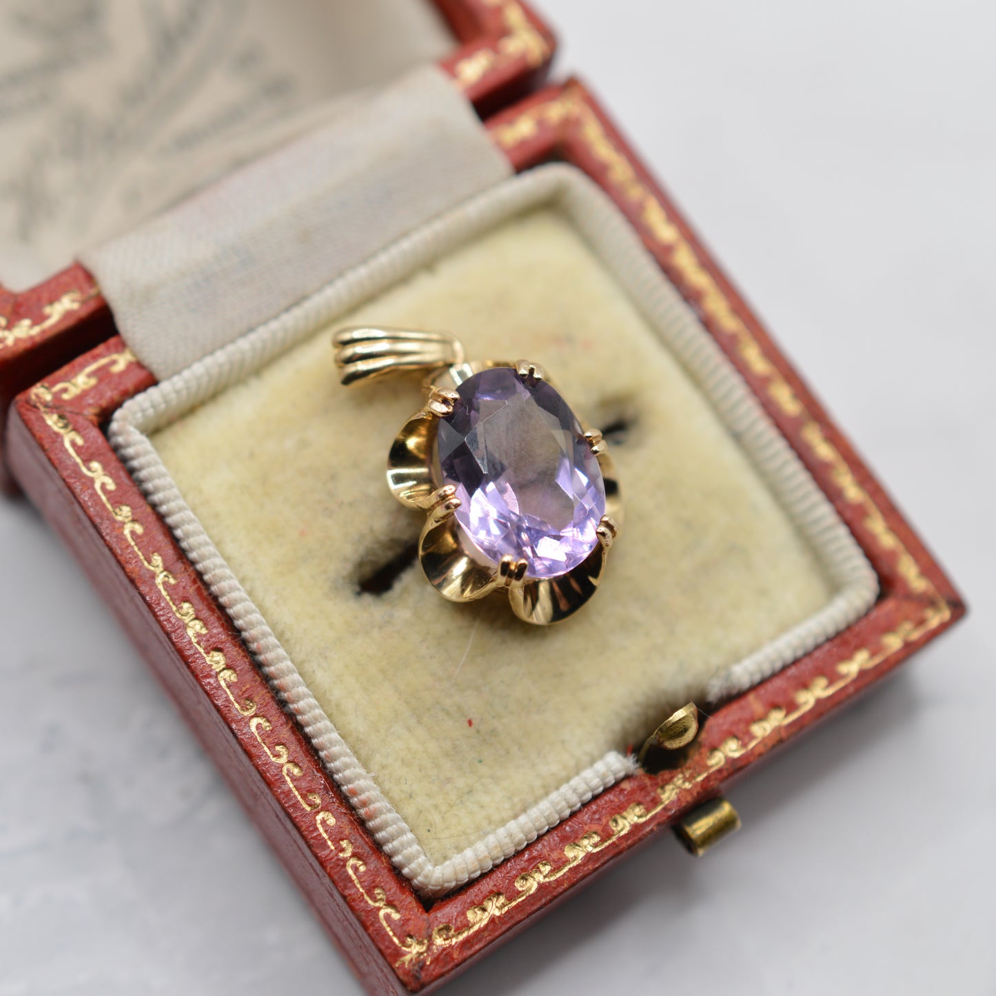1970s Vintage 9ct Gold Amethyst Pendant