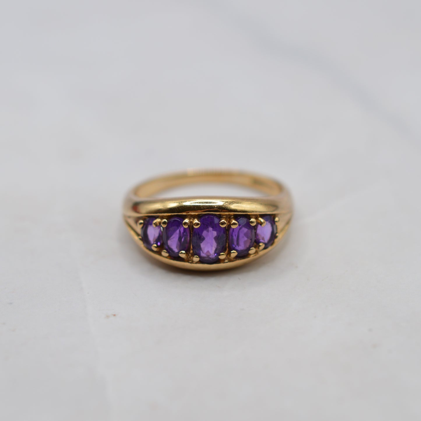 Chunky 9ct Gold Amethyst Five-Stone Ring