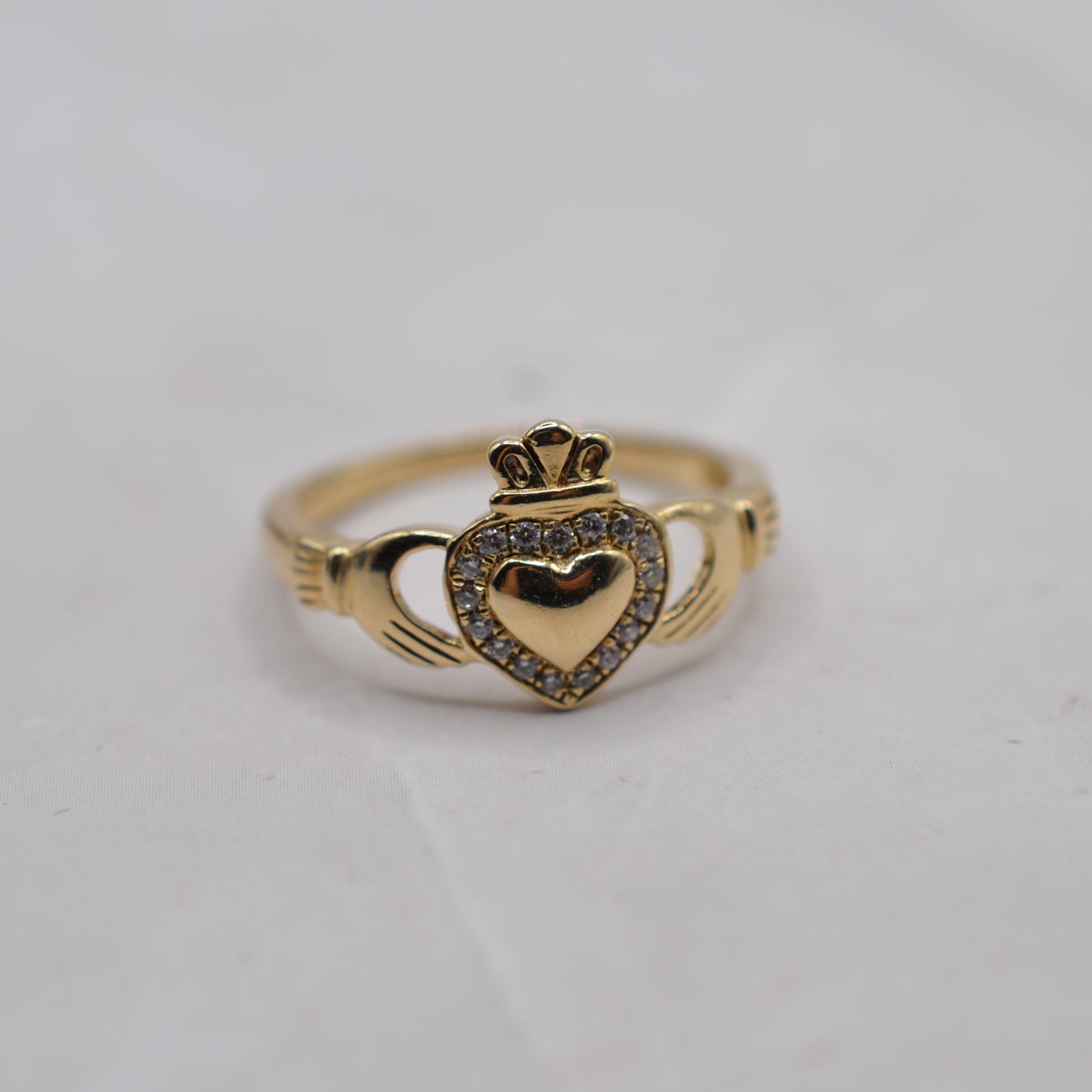 Irish 9ct Gold Claddagh Cubic Zirconia Ring