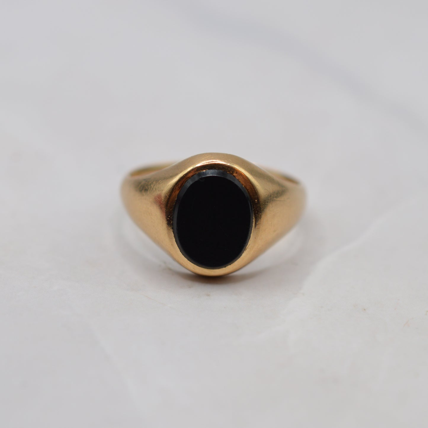 1960s Vintage 9ct Gold Unisex Onyx Signet Ring