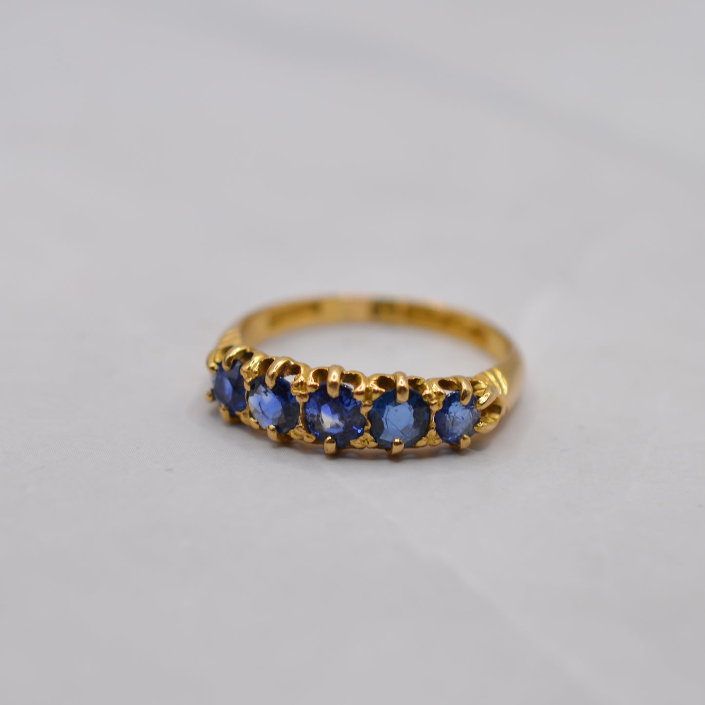 Antique 1892 Victorian 18ct Gold Sapphire Five-Stone Ring