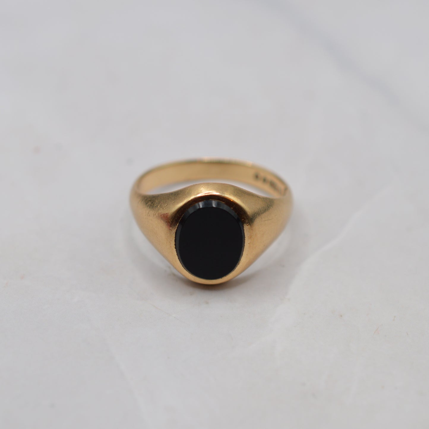 1960s Vintage 9ct Gold Unisex Onyx Signet Ring