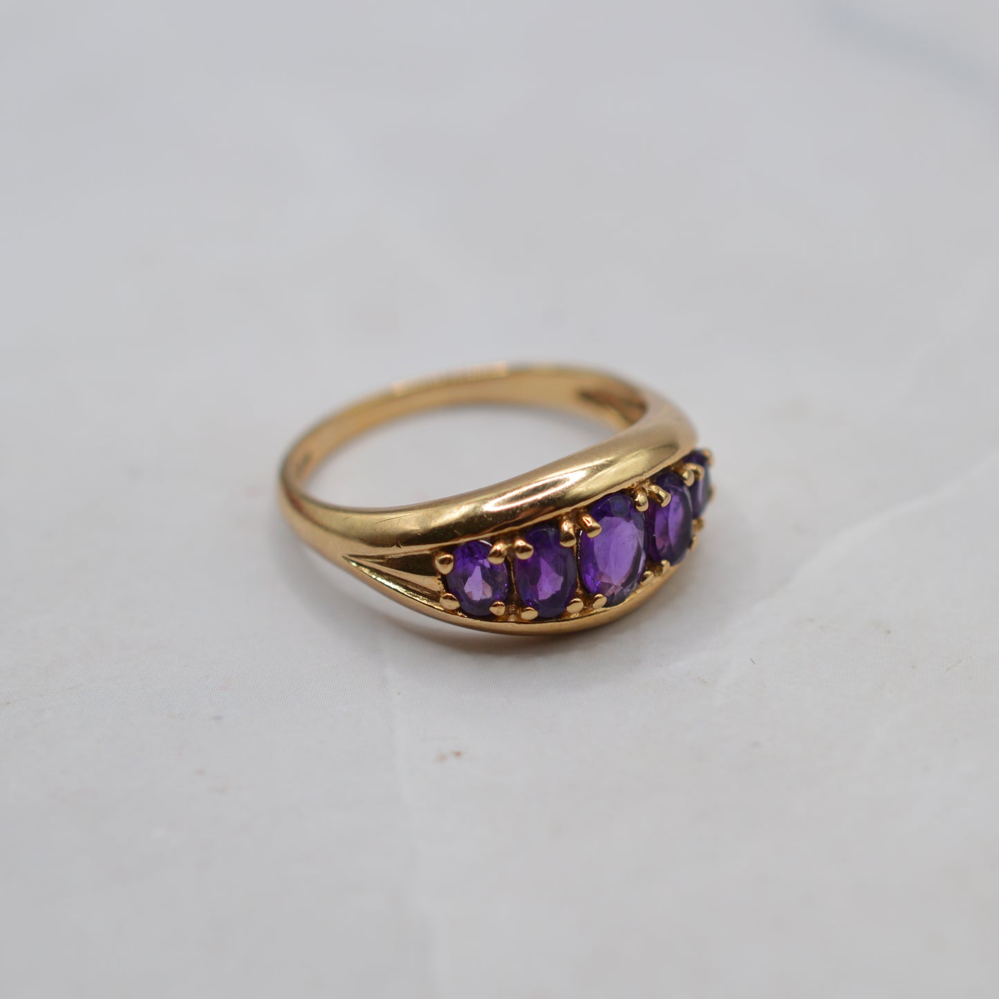 Chunky 9ct Gold Amethyst Five-Stone Ring