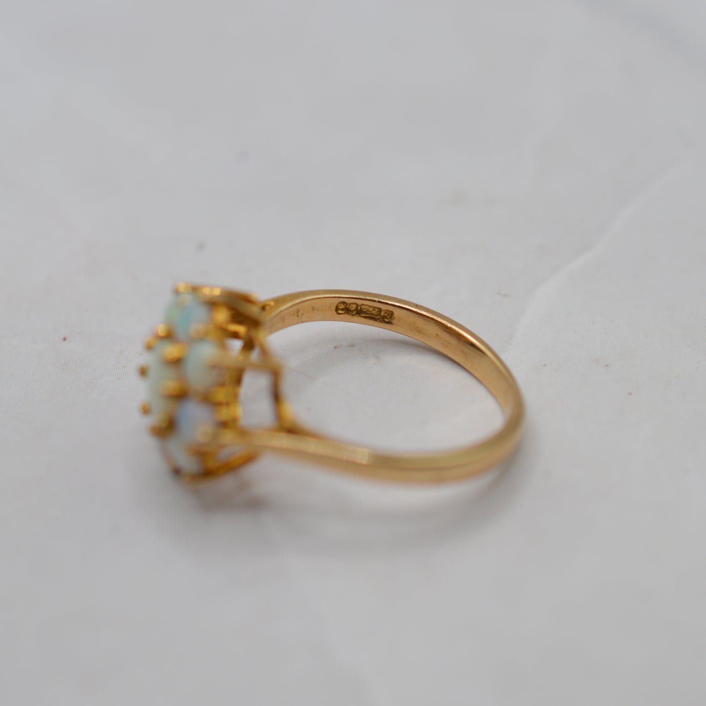 1980s 9ct Gold Opal Floral Cluster Ring