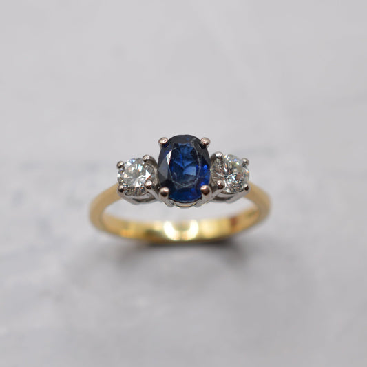 18ct Gold Sapphire & Diamond Trilogy Ring