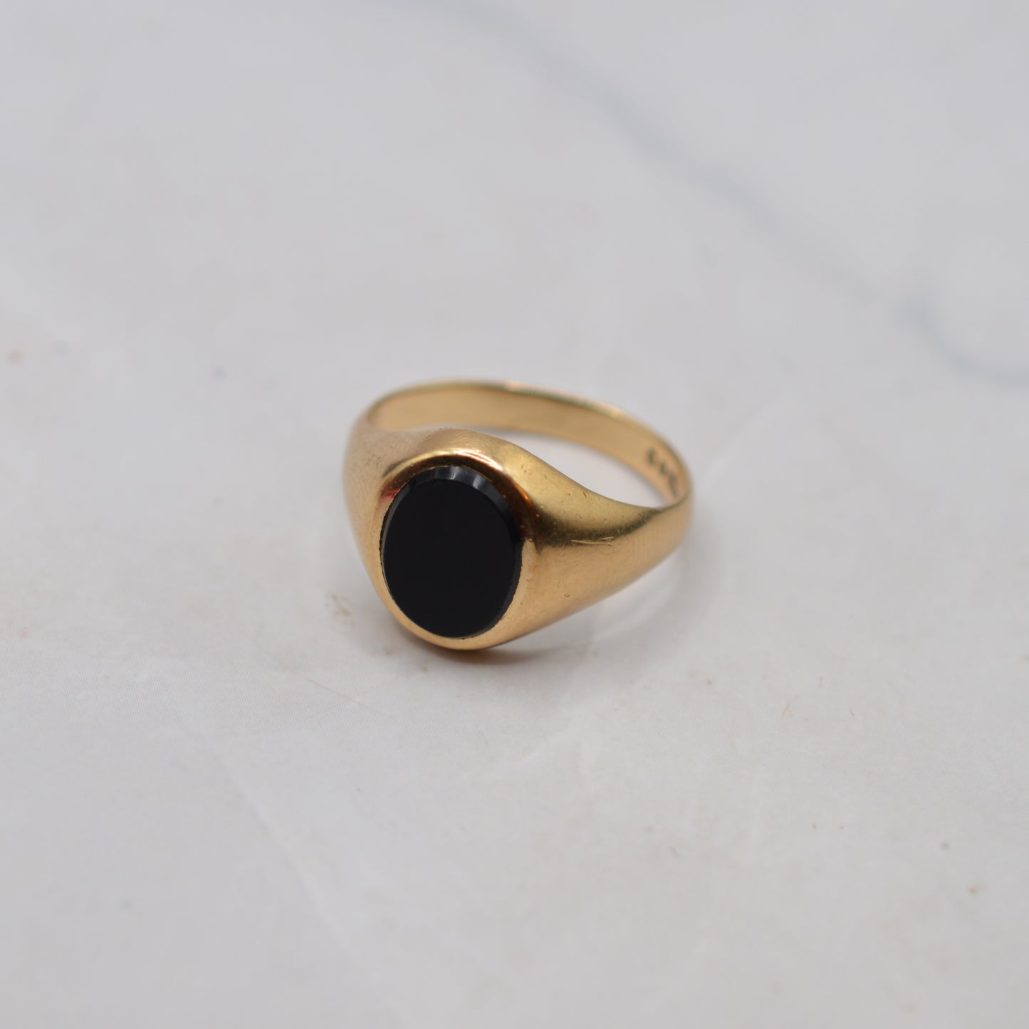 1960s Vintage 9ct Gold Unisex Onyx Signet Ring