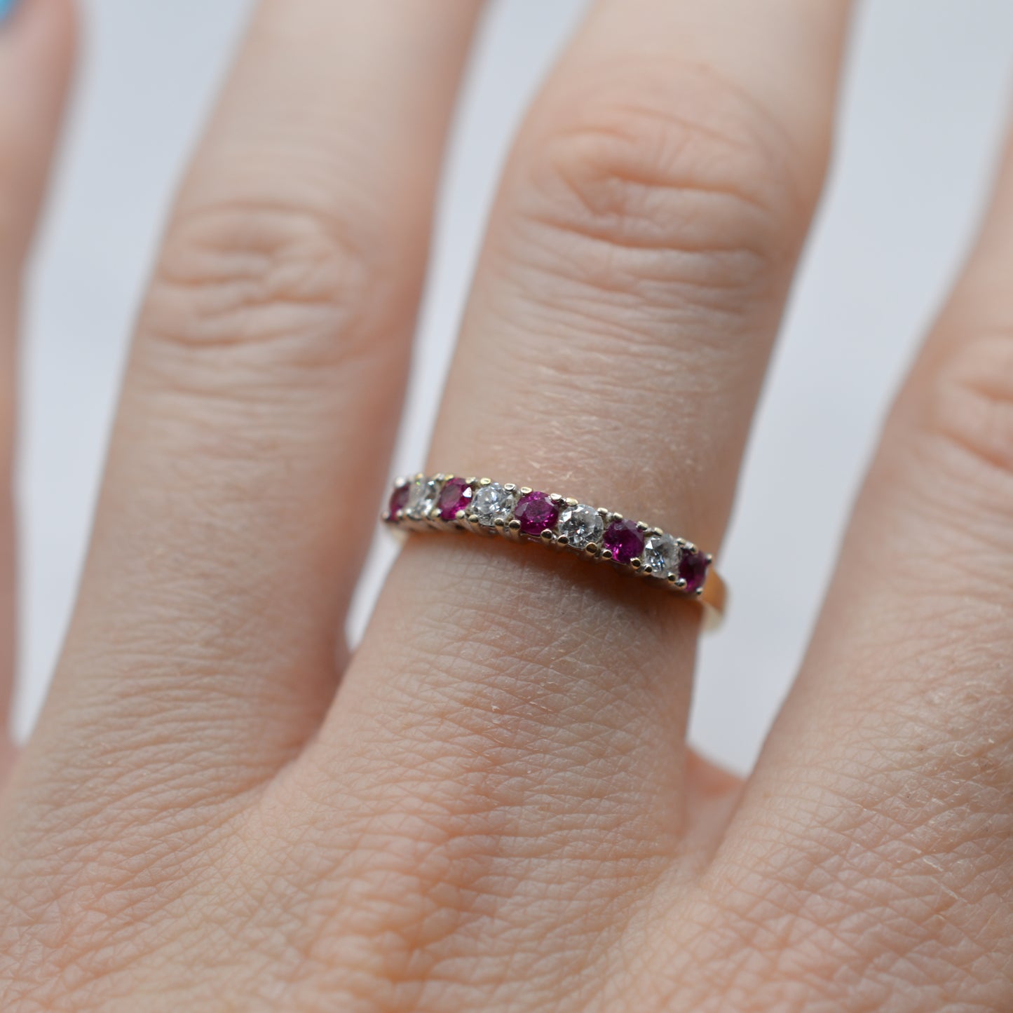 18ct Gold Ruby & Diamond Half-Eternity Ring