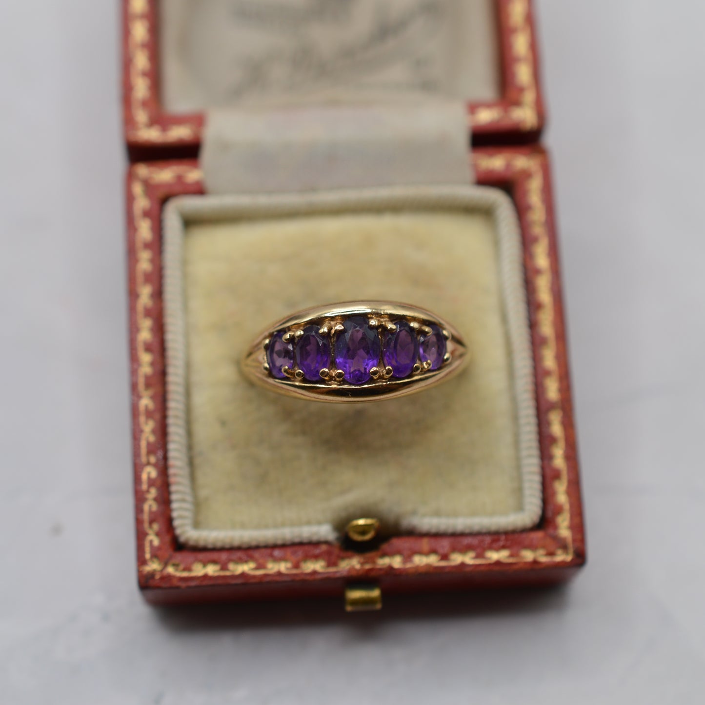 Chunky 9ct Gold Amethyst Five-Stone Ring
