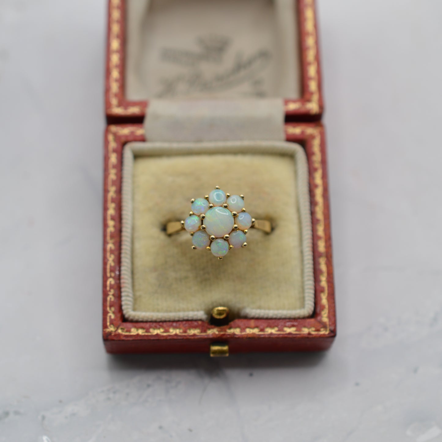 1980s 9ct Gold Opal Floral Cluster Ring