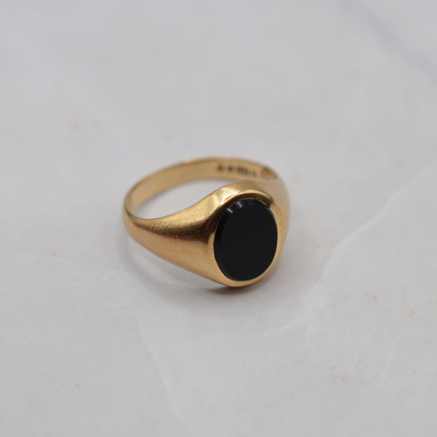 1960s Vintage 9ct Gold Unisex Onyx Signet Ring