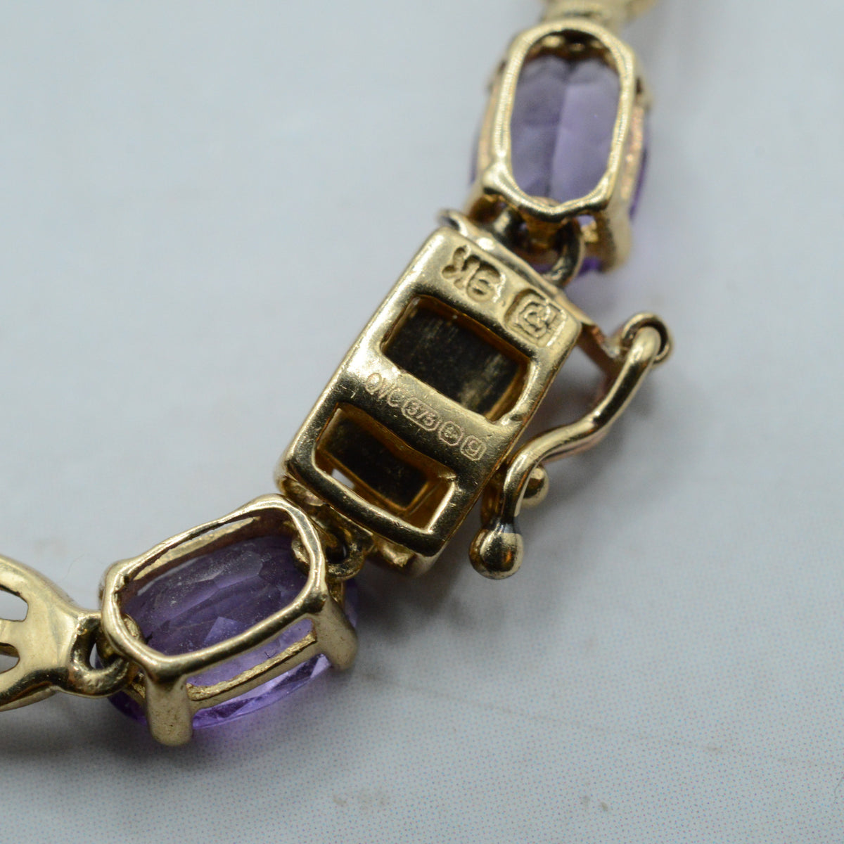Y2K 9ct Gold Amethyst Bracelet (7”)