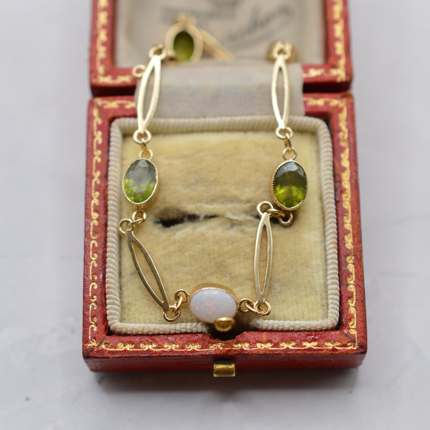 9ct Gold Peridot & Opal Gemstone Bracelet
