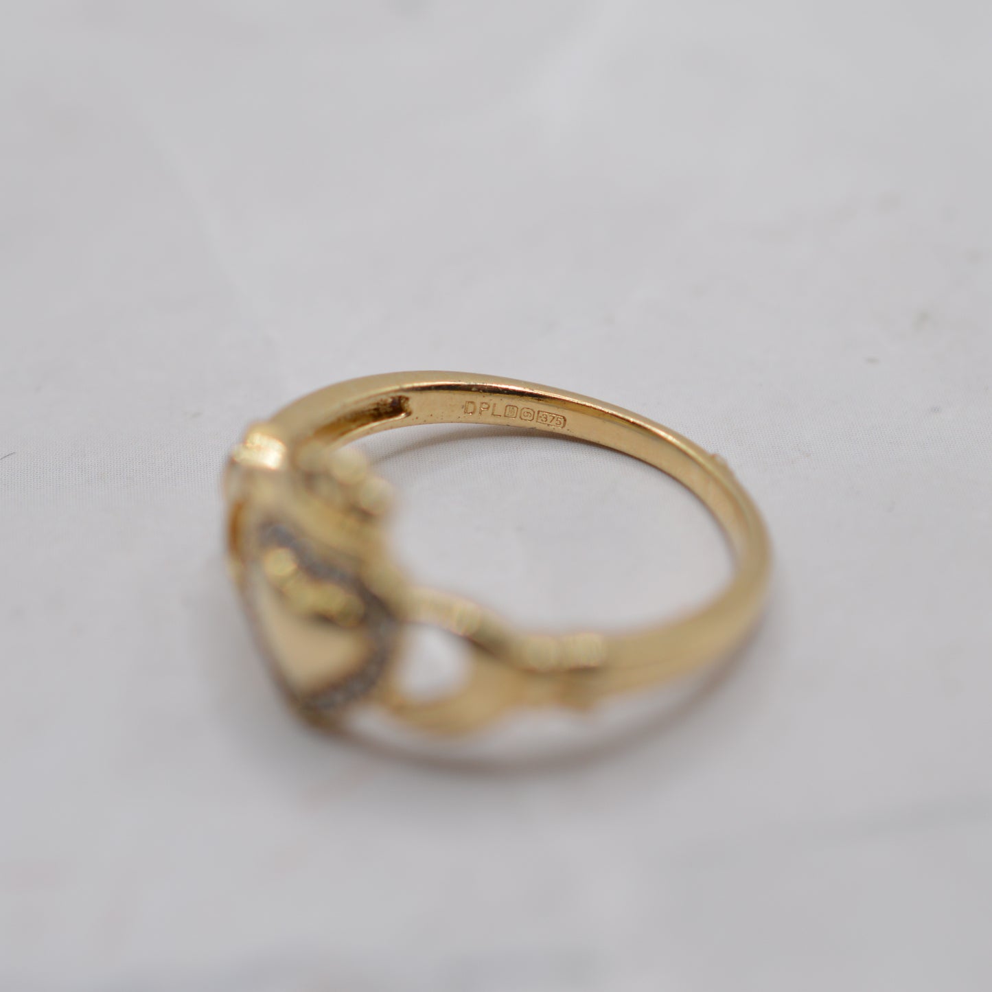 Irish 9ct Gold Claddagh Cubic Zirconia Ring