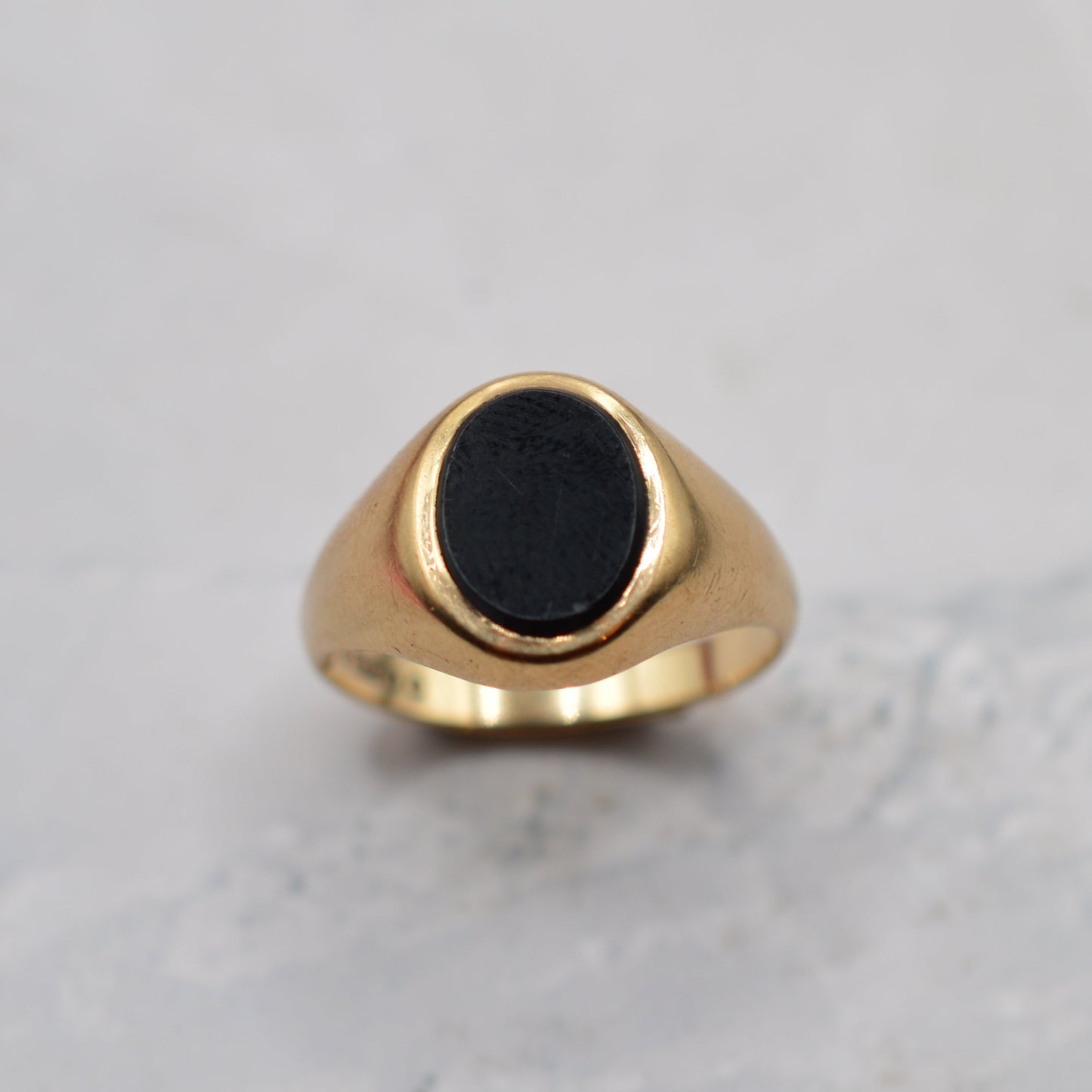 1960s Vintage 9ct Gold Unisex Onyx Signet Ring