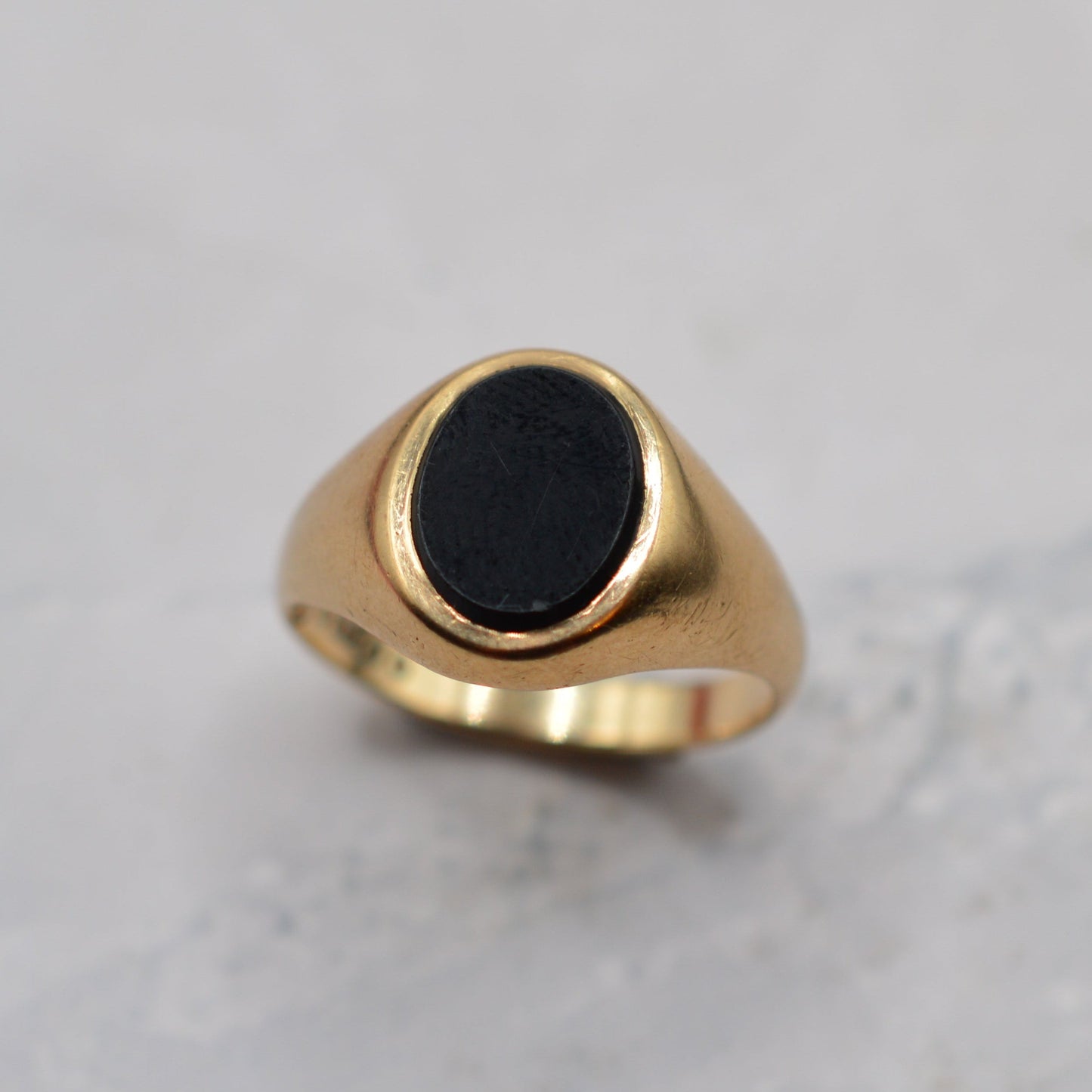 1960s Vintage 9ct Gold Unisex Onyx Signet Ring