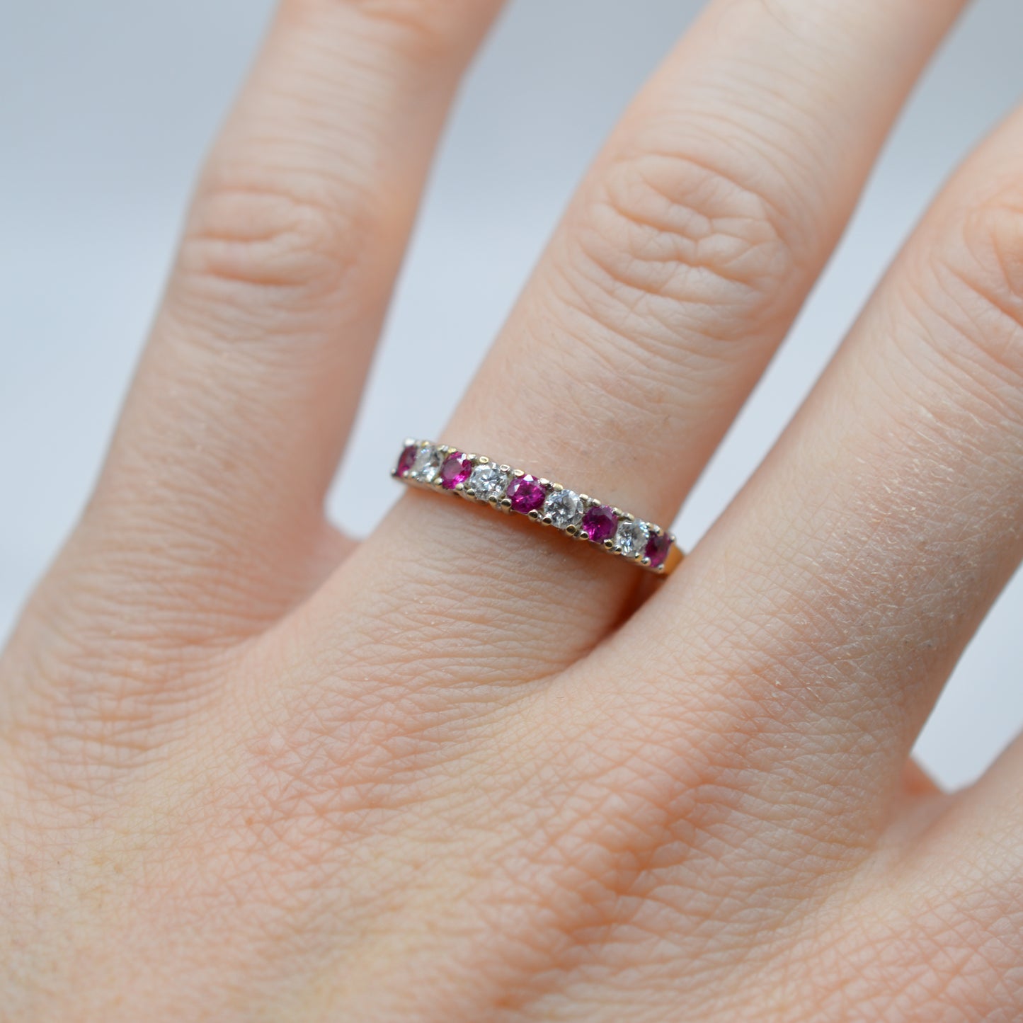 18ct Gold Ruby & Diamond Half-Eternity Ring