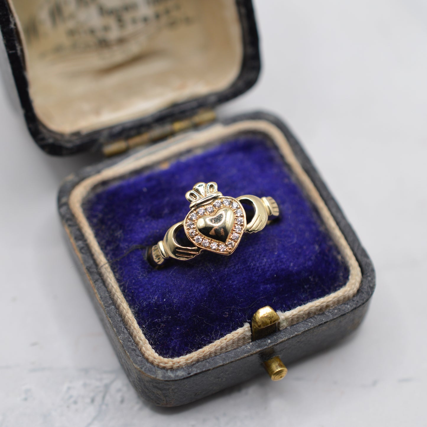 Irish 9ct Gold Claddagh Cubic Zirconia Ring