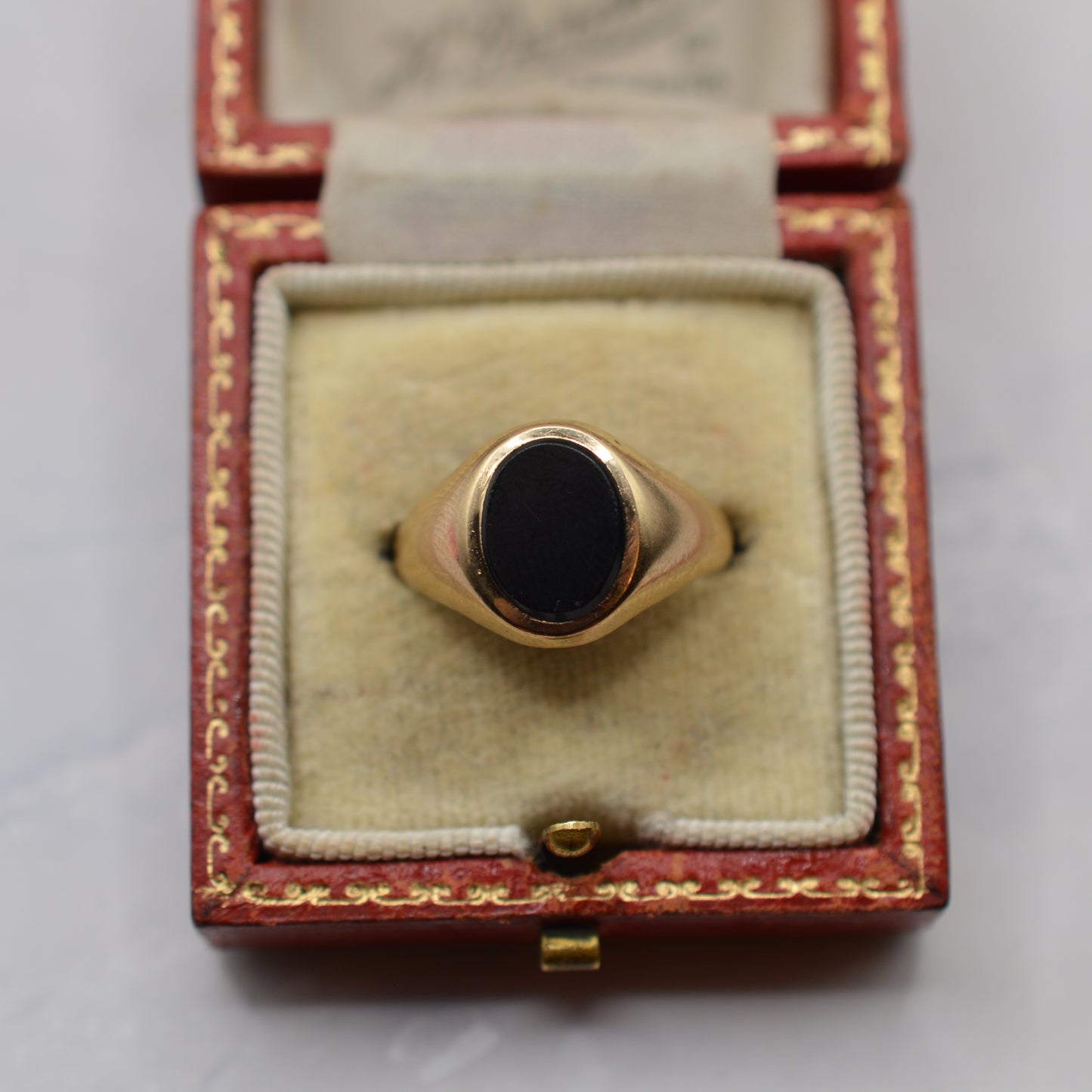 1960s Vintage 9ct Gold Unisex Onyx Signet Ring