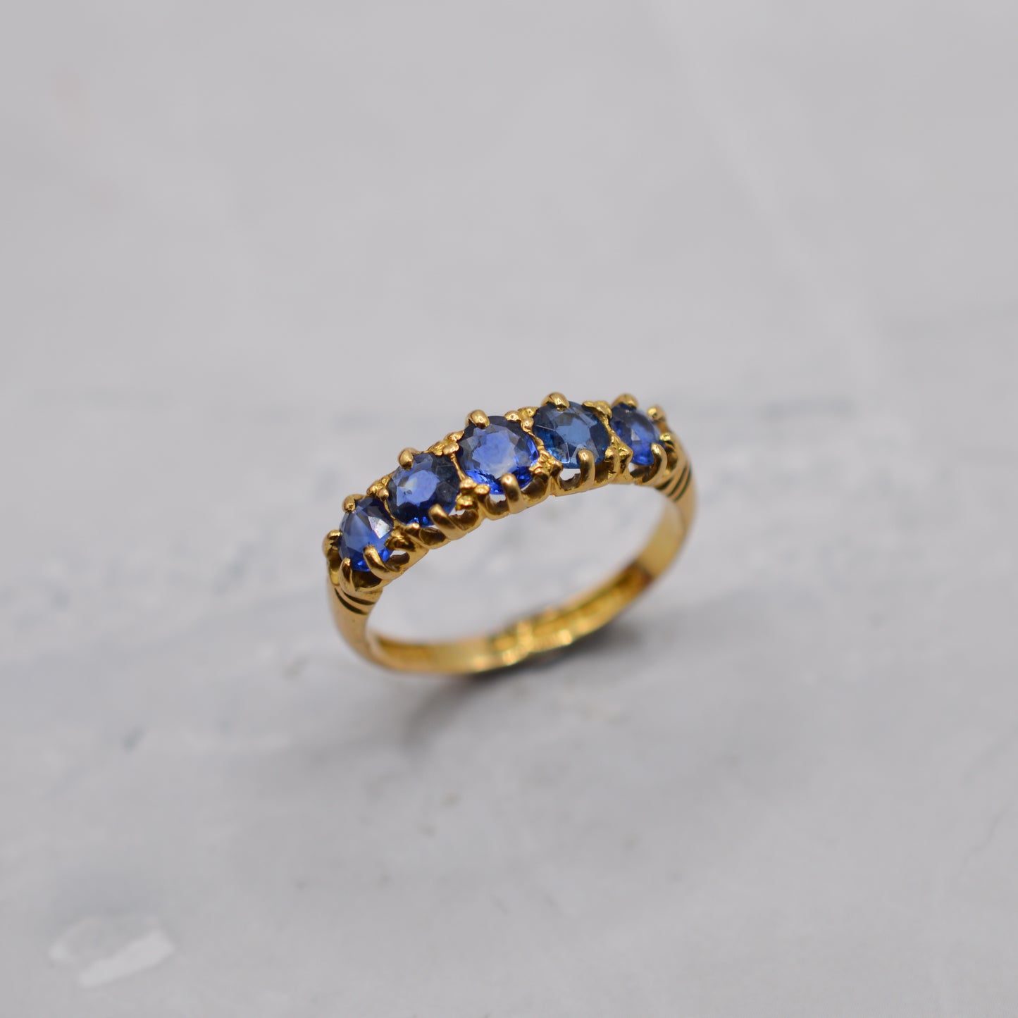 Antique 1892 Victorian 18ct Gold Sapphire Five-Stone Ring