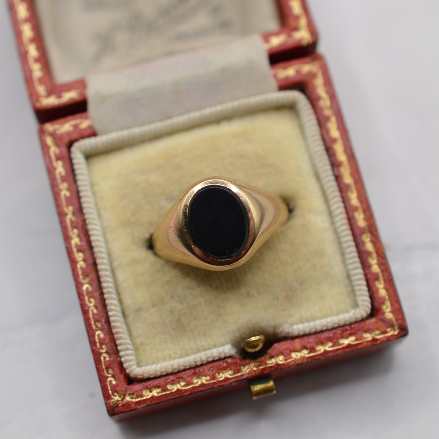 1960s Vintage 9ct Gold Unisex Onyx Signet Ring