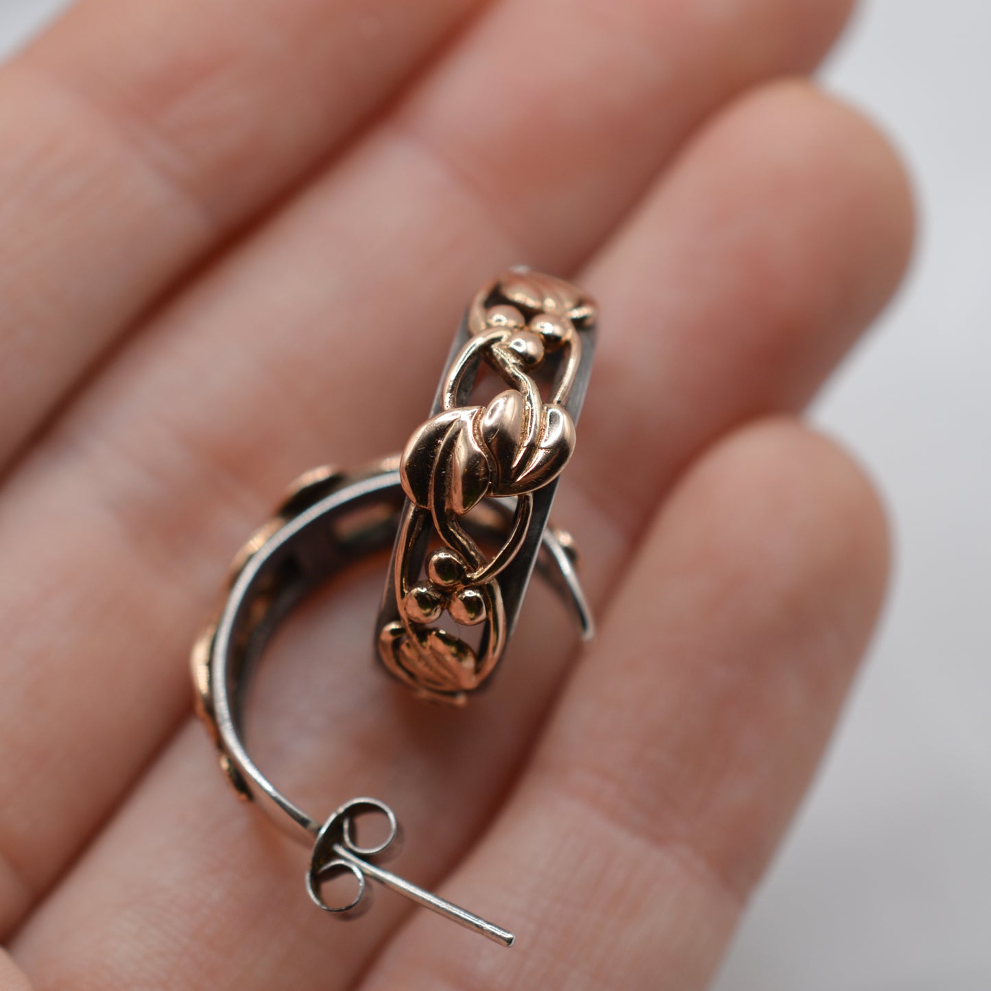 1990s Clogau 9ct Gold & Silver Tree of Life Half-Hoop Earrings