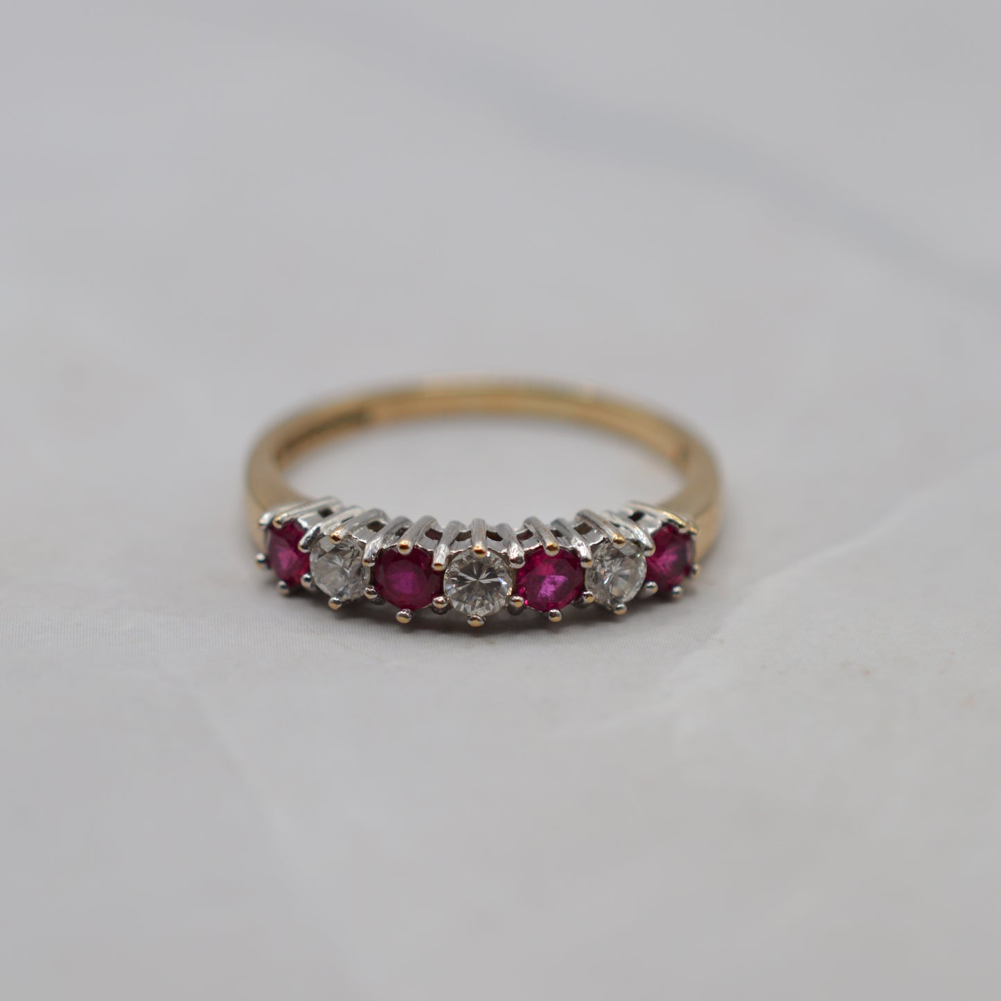 1990s 9ct Gold Ruby & Diamond Half-Eternity Ring