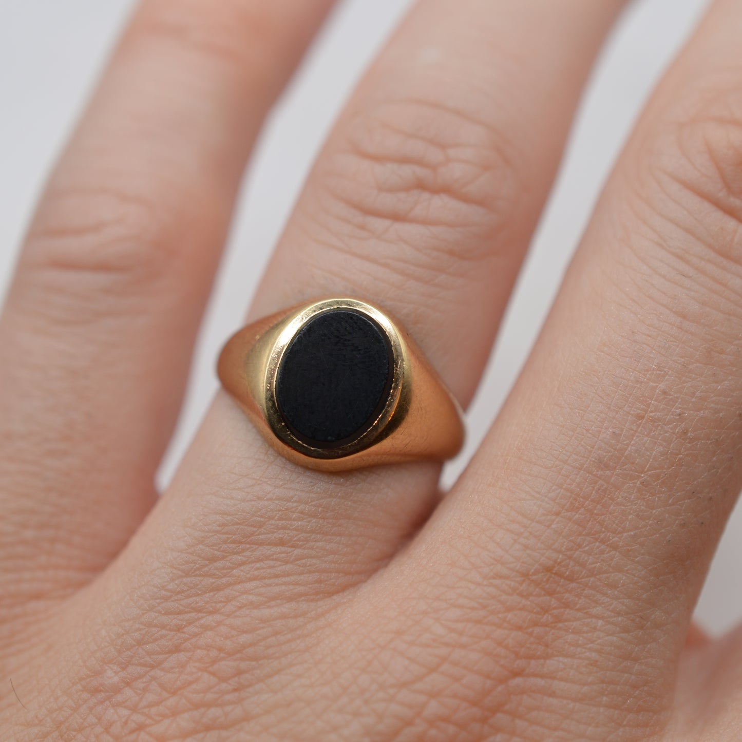 1960s Vintage 9ct Gold Unisex Onyx Signet Ring