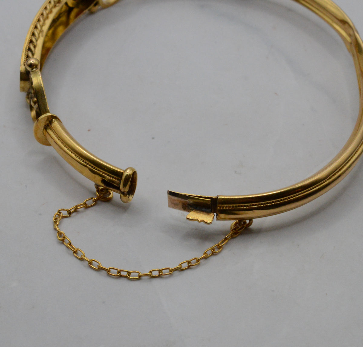 Antique Victorian 9ct Gold Ruby & Diamond Bangle Bracelet
