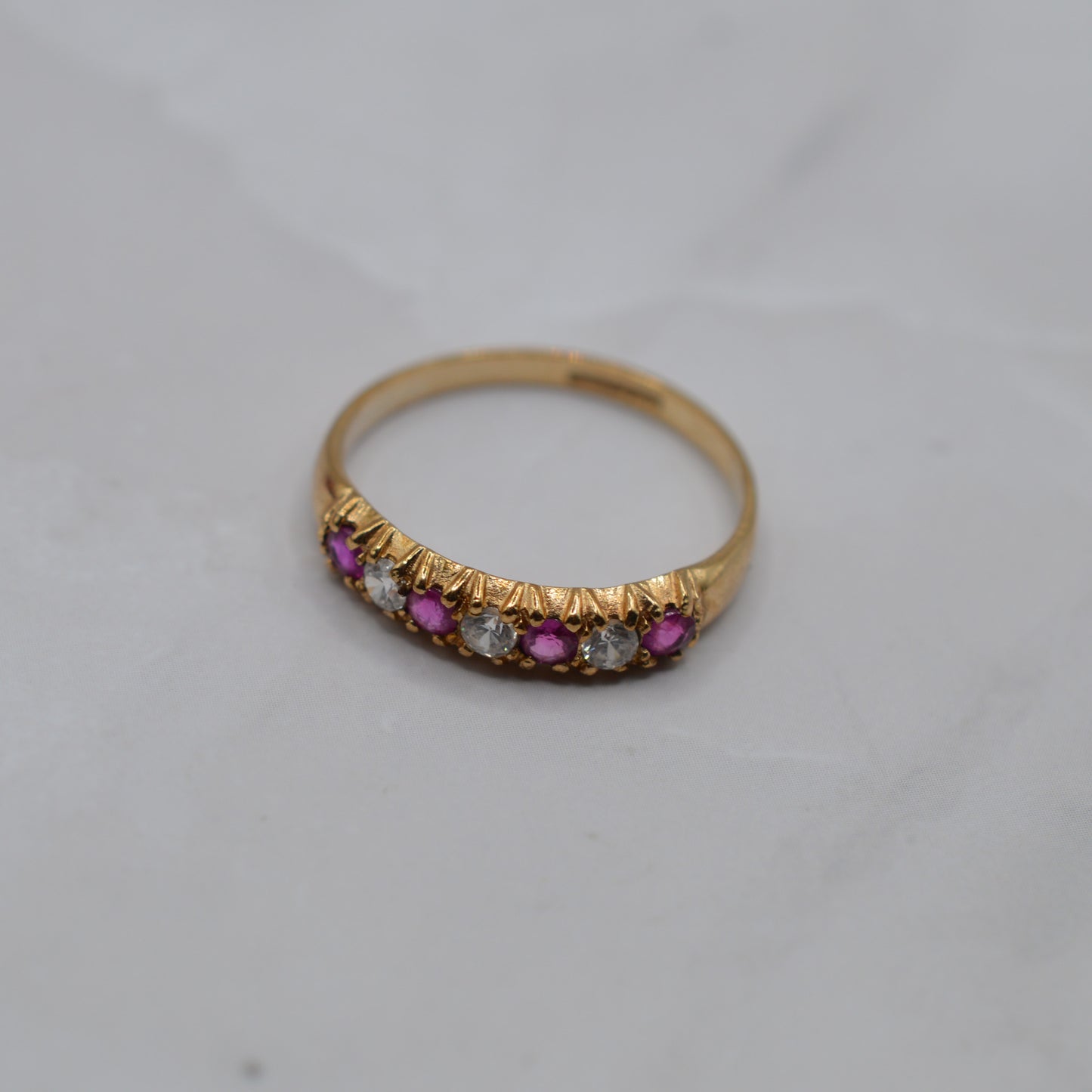 9ct Gold Ruby & CZ Half-Eternity Ring