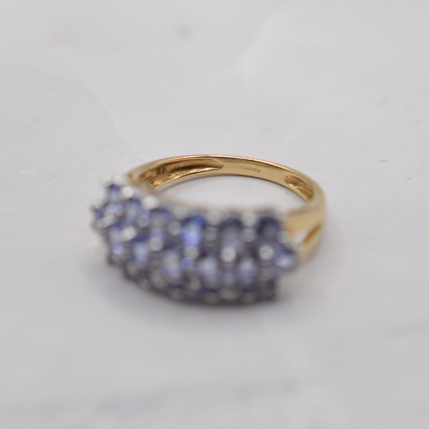 Chunky Y2K 9ct Gold Tanzanite Cluster Ring