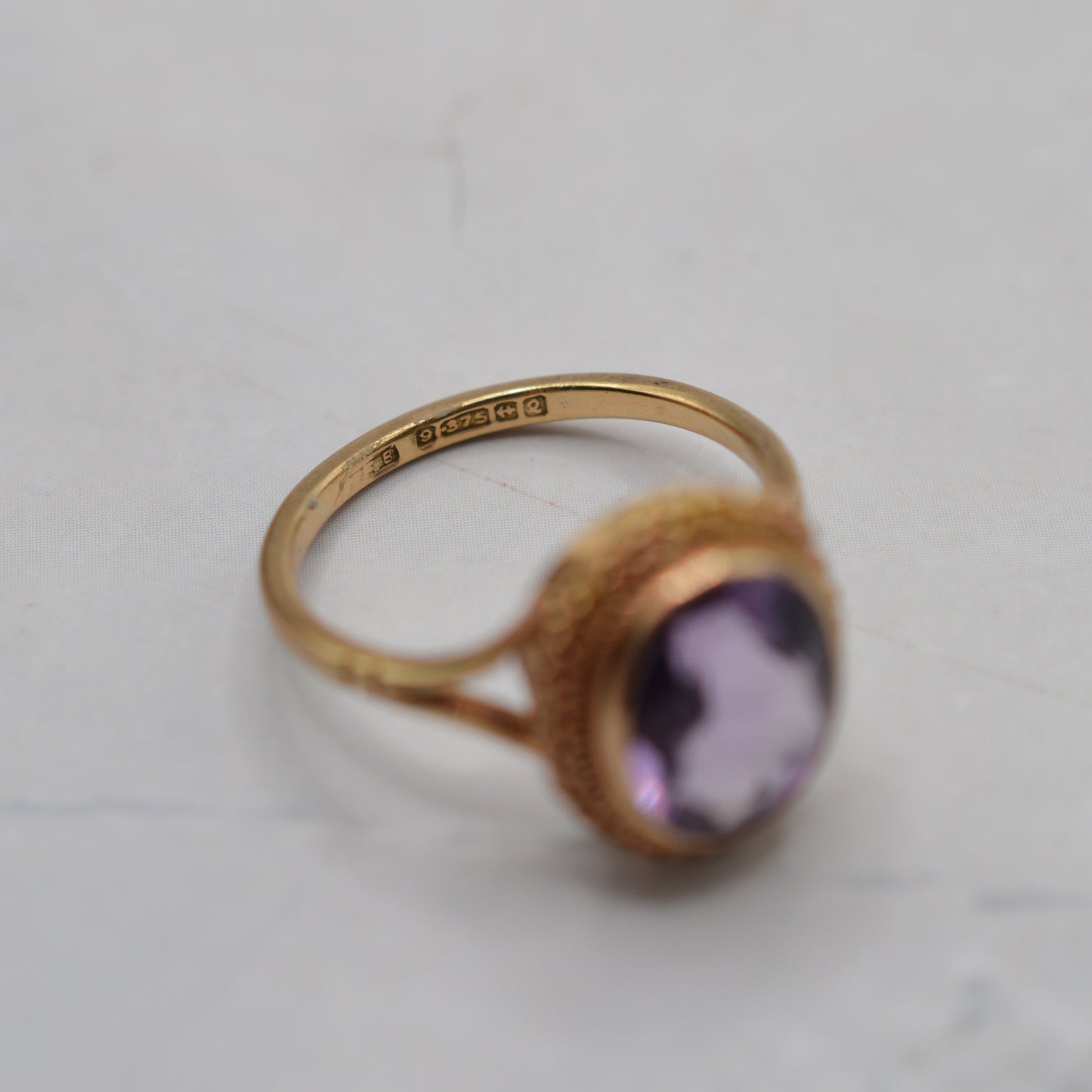 1960s Vintage 9ct Gold Amethyst Rope-Twist Ring