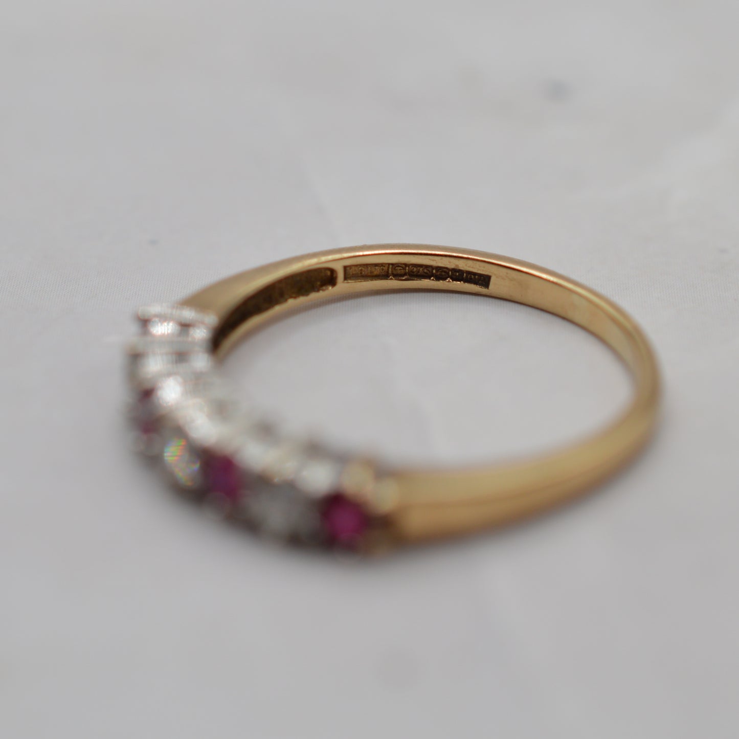 1990s 9ct Gold Ruby & Diamond Half-Eternity Ring