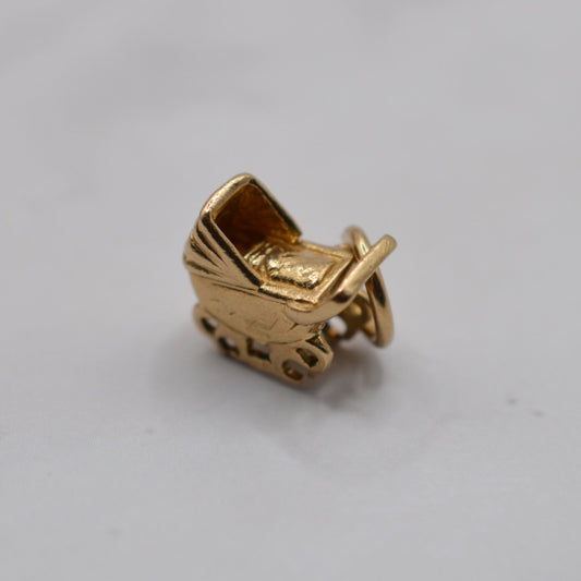 Vintage 9ct Gold Baby Carriage Charm