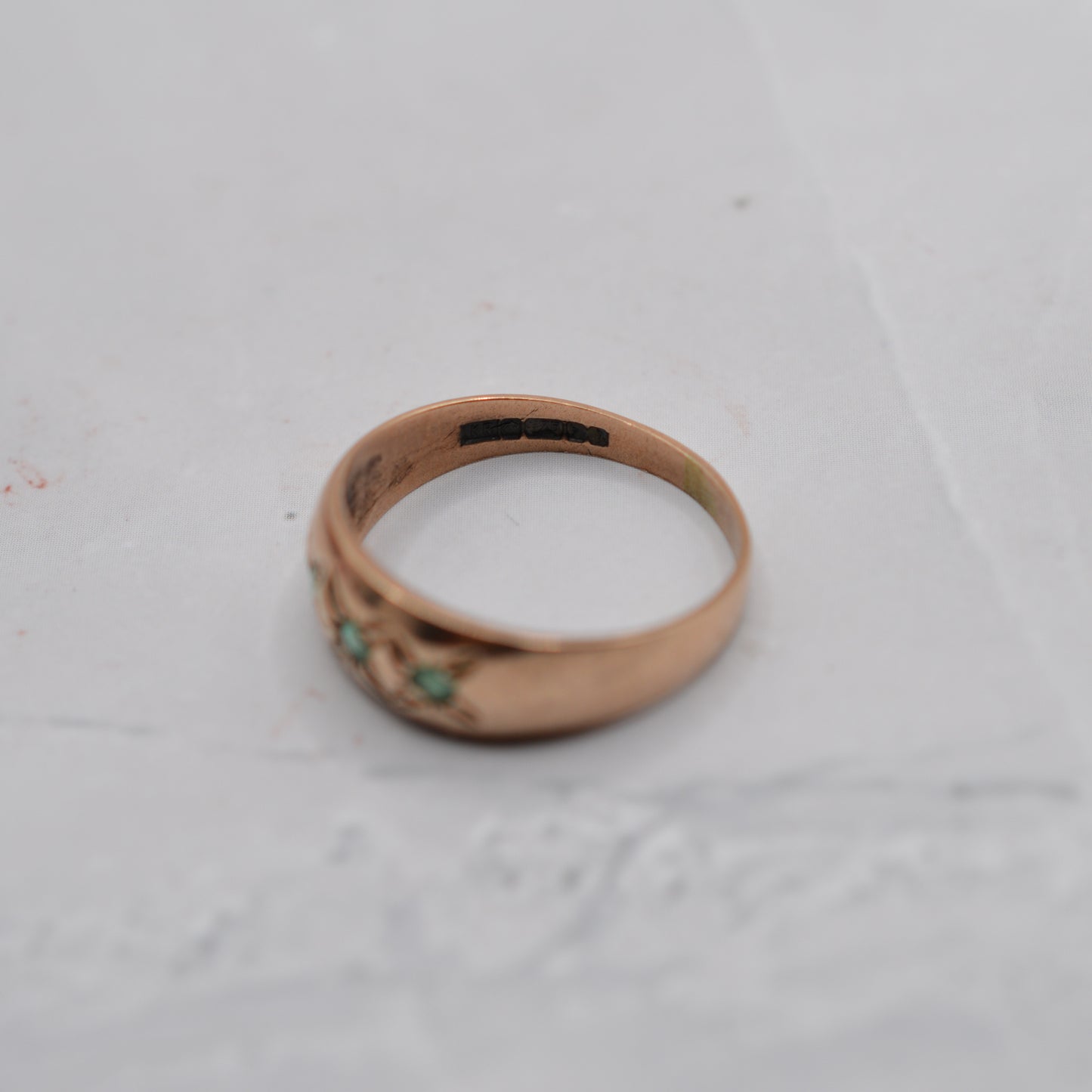 1990s 9ct Gold Emerald Gypsy Ring