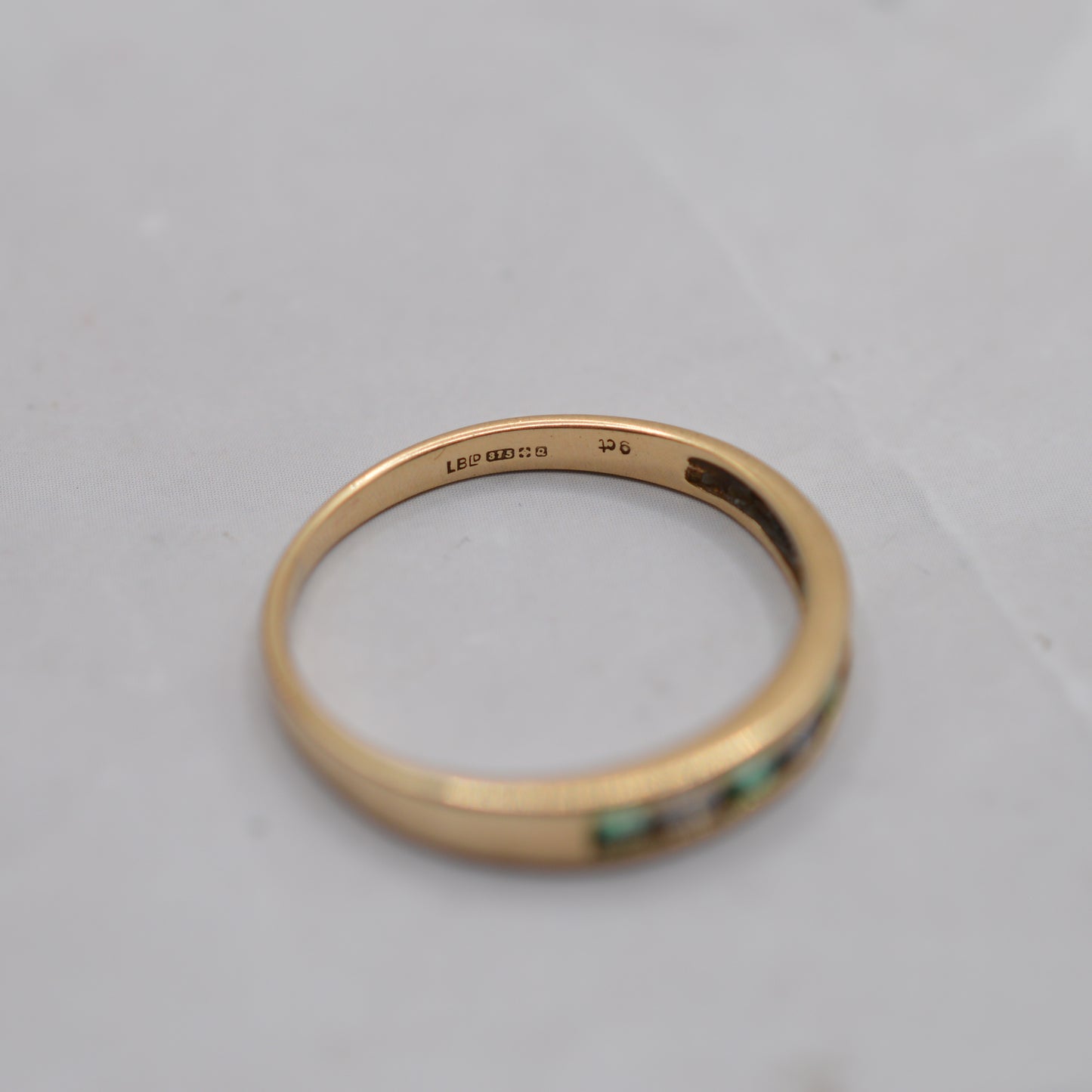 1990s 9ct Gold Emerald & Diamond Half-Eternity Ring