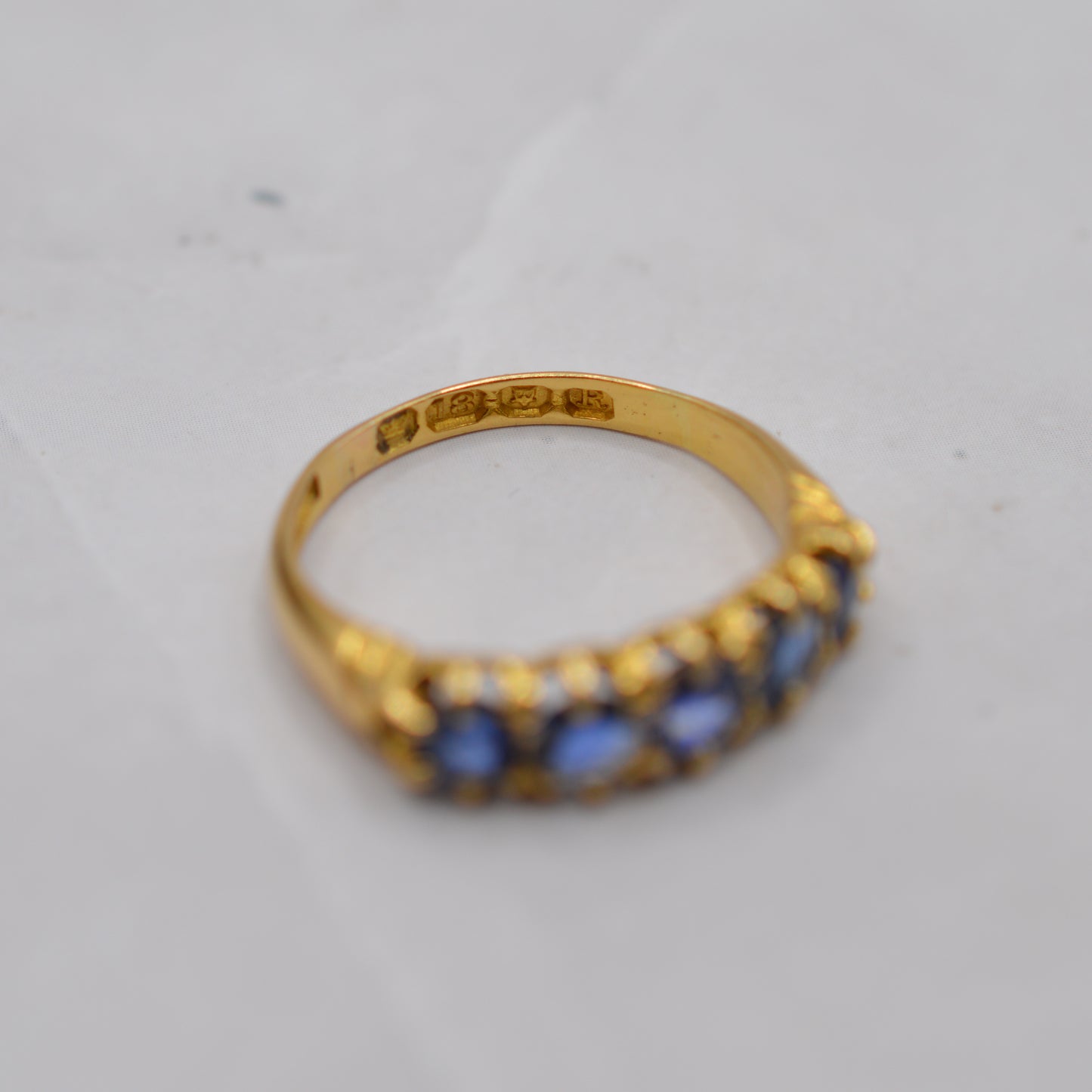 Antique 1892 Victorian 18ct Gold Sapphire Five-Stone Ring