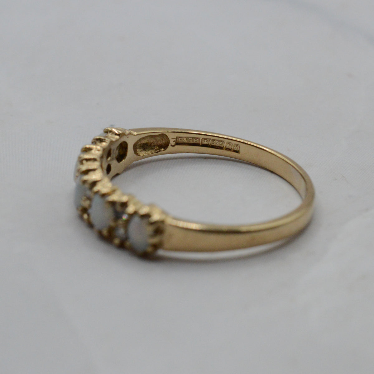 1990s 9ct Gold Opal & Diamond Half-Eternity Ring