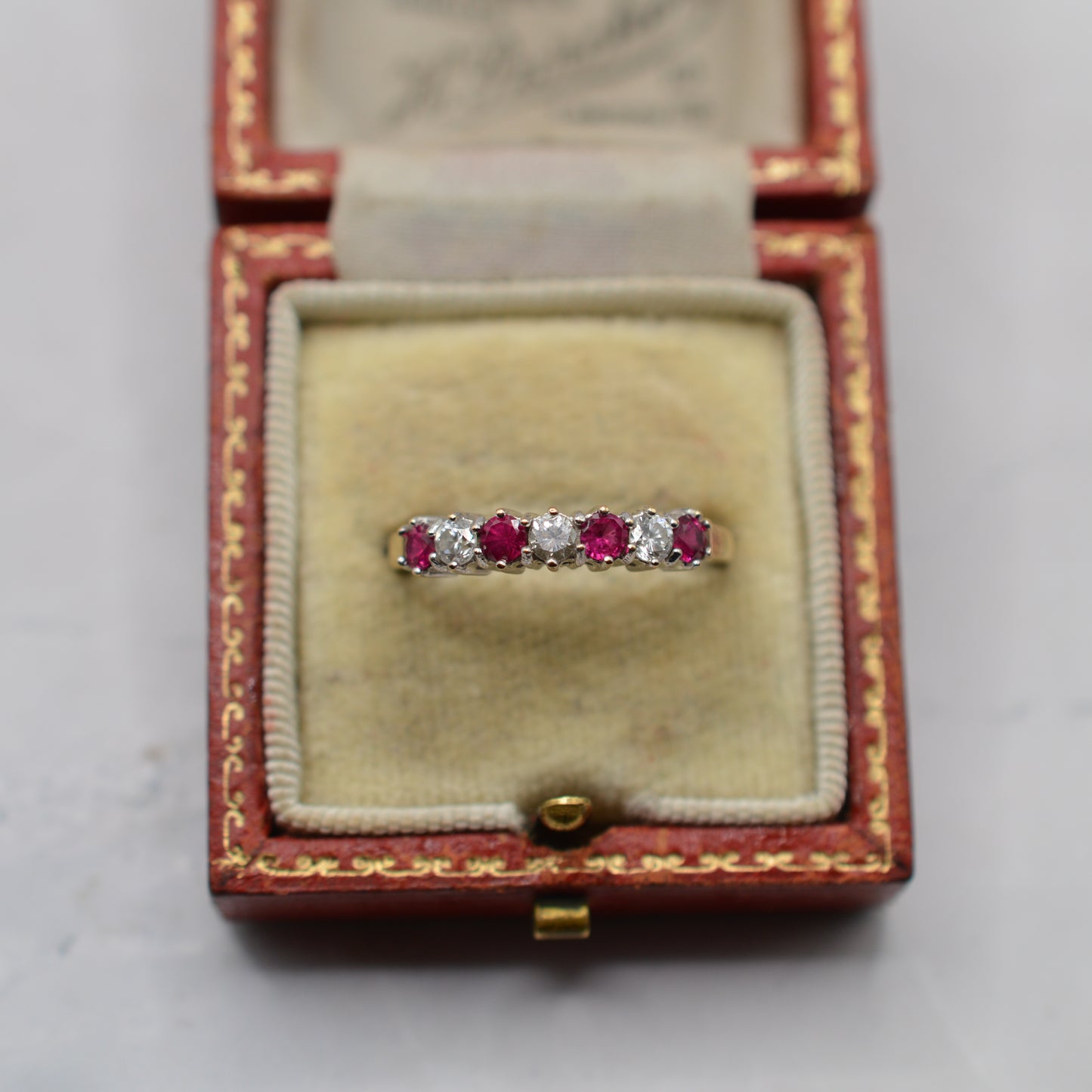 1990s 9ct Gold Ruby & Diamond Half-Eternity Ring