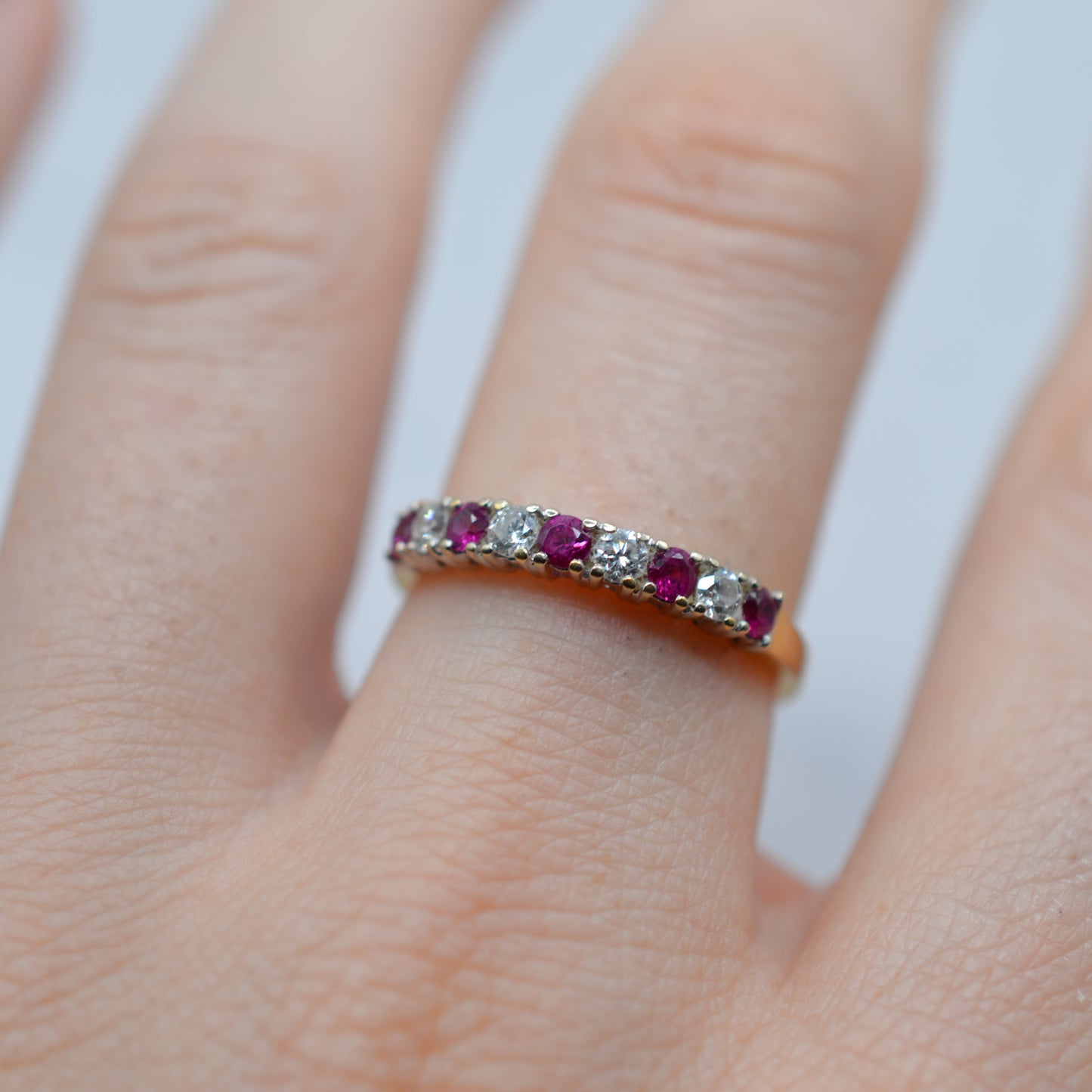 18ct Gold Ruby & Diamond Half-Eternity Ring