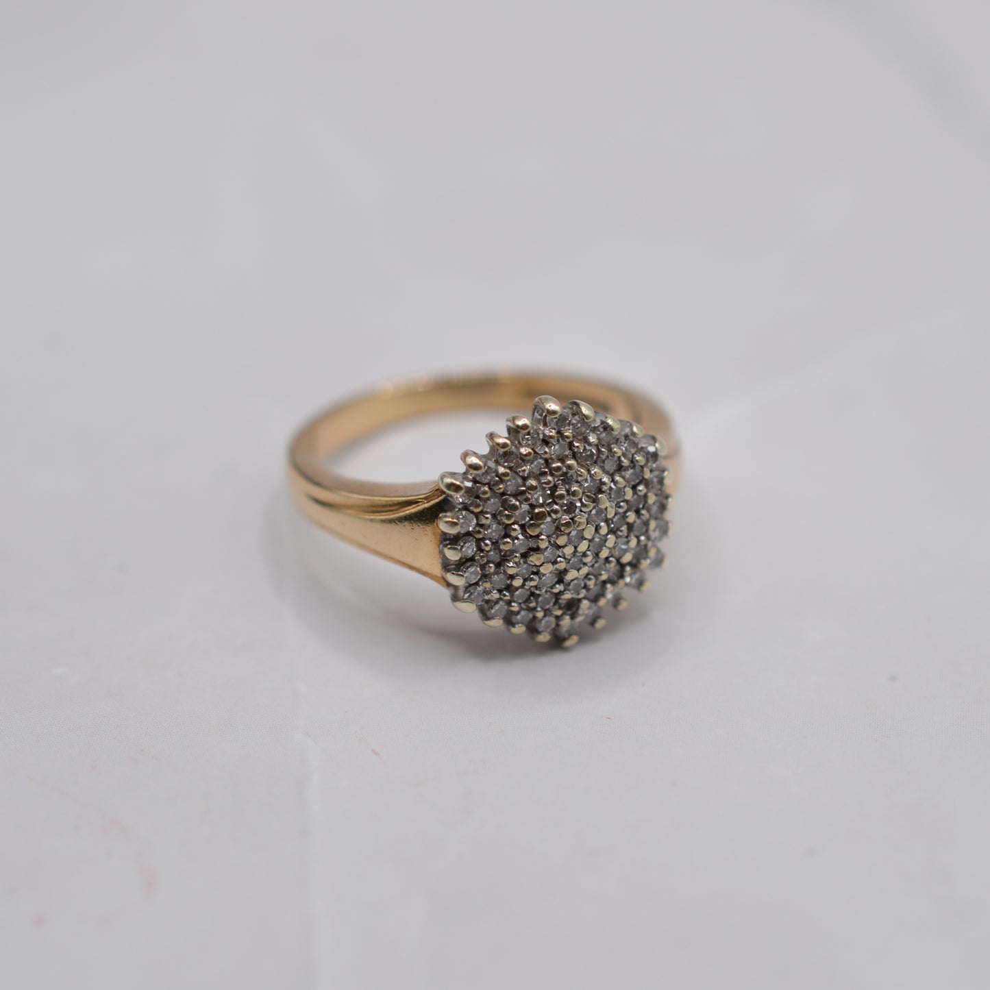 1990s Chunky 9ct Gold 0.35ct Diamond Cluster Ring