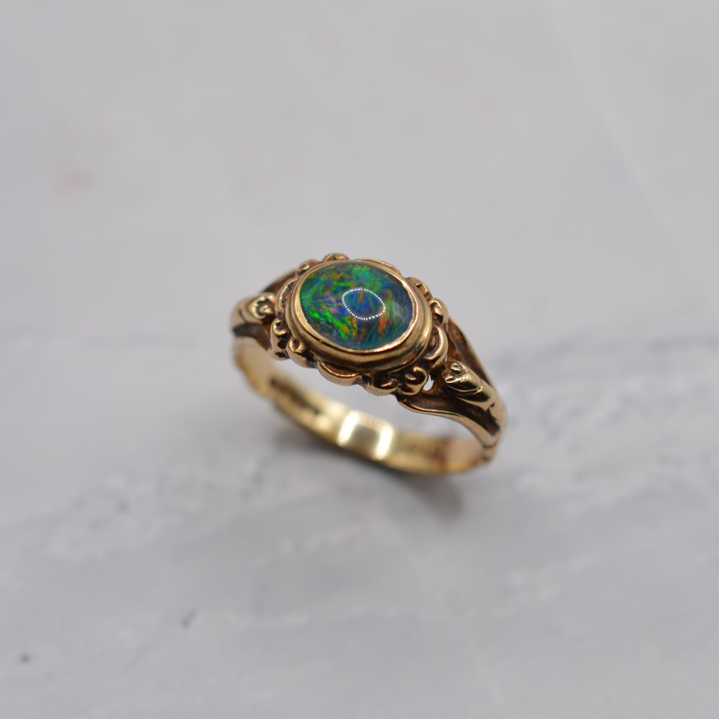 1970s Vintage 9ct Gold Opal Triplet Bezel Ring