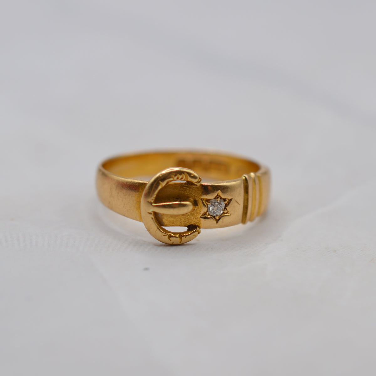 1896 Antique Victorian 18ct Gold Diamond Buckle Ring