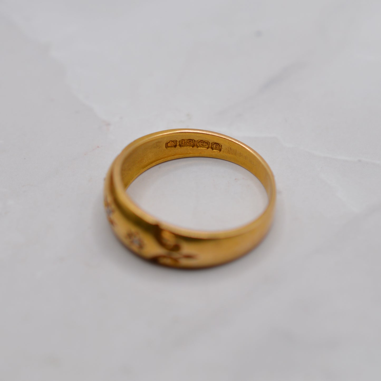 Edwardian Antique 1904 18ct Gold Diamond Gypsy Trilogy Ring